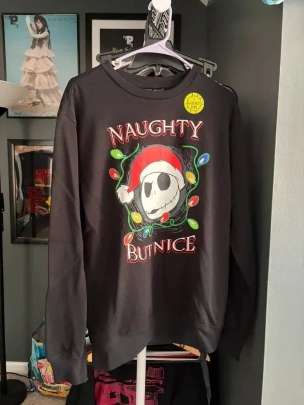 NWT Disney Nightmare Before Christmas Jack Skellington Light Up Sweatshirt M